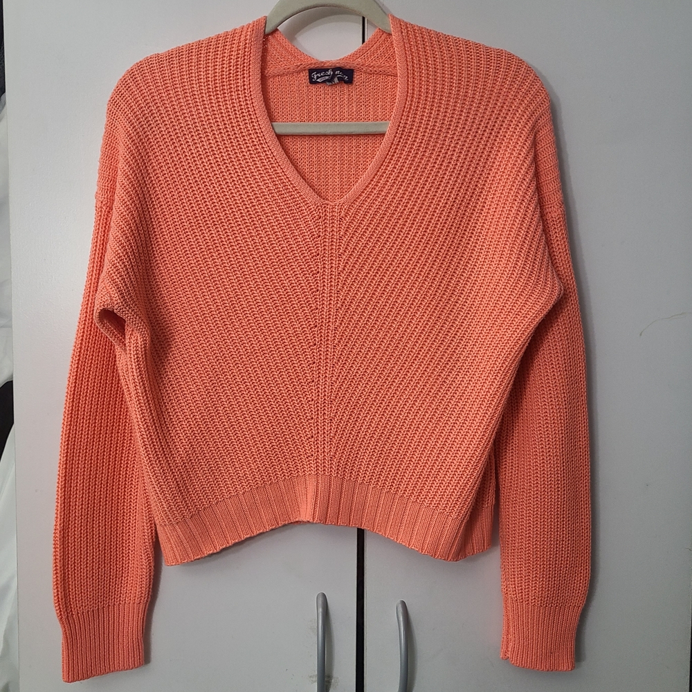 Elegant Coral V-Neck Sweater